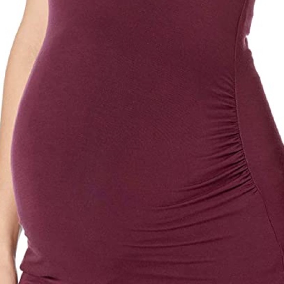 Pip & Vine by Rosie Pope Tops - Maternity Tank Top - Ruched Sides Spaghetti Strap Shelf Bra Burgundy Wine Sz L